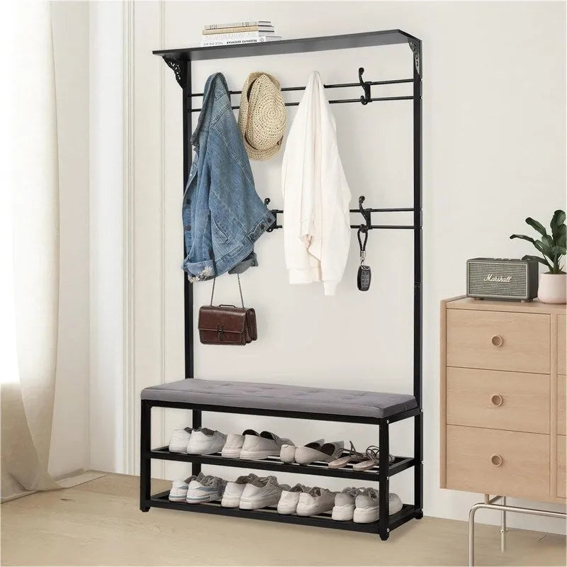Meuble d'entrée avec banc et rangement à chaussures - 39,37 po P x 11,8 po L x 67,77 po H