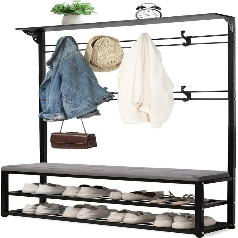 Meuble d'entrée avec banc et rangement à chaussures - 39,37 po P x 11,8 po L x 67,77 po H