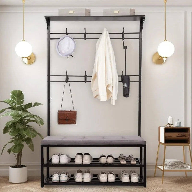 Meuble d'entrée avec banc et rangement à chaussures - 39,37 po P x 11,8 po L x 67,77 po H
