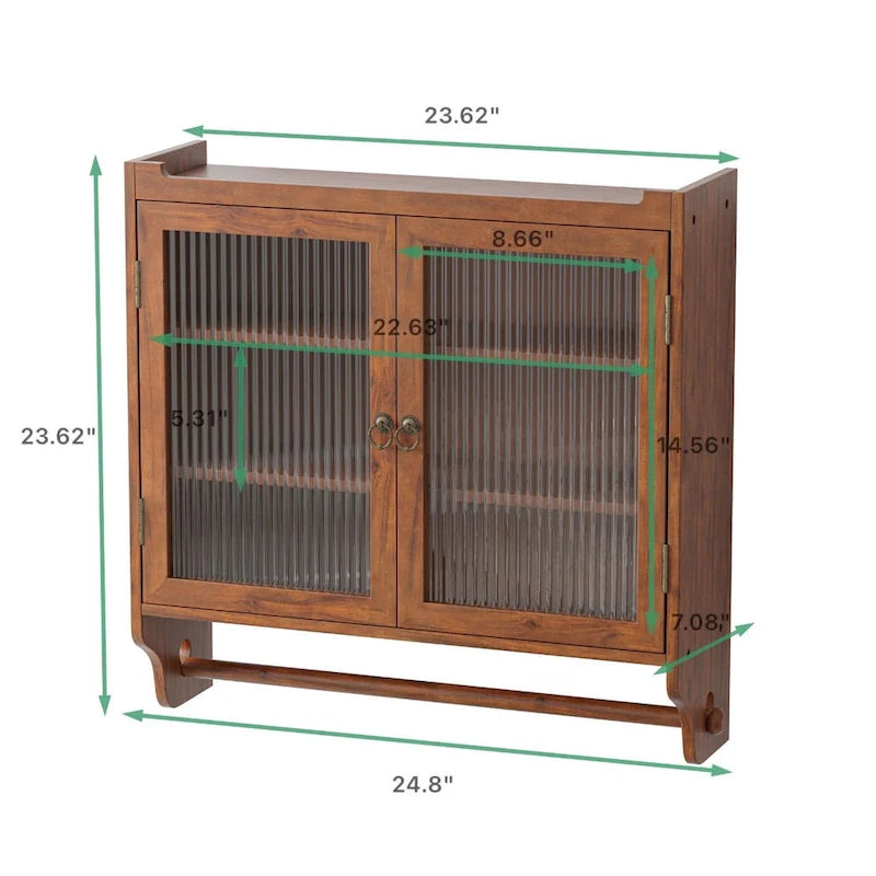 Armoire murale à double porte vintage en verre de 24,8 po