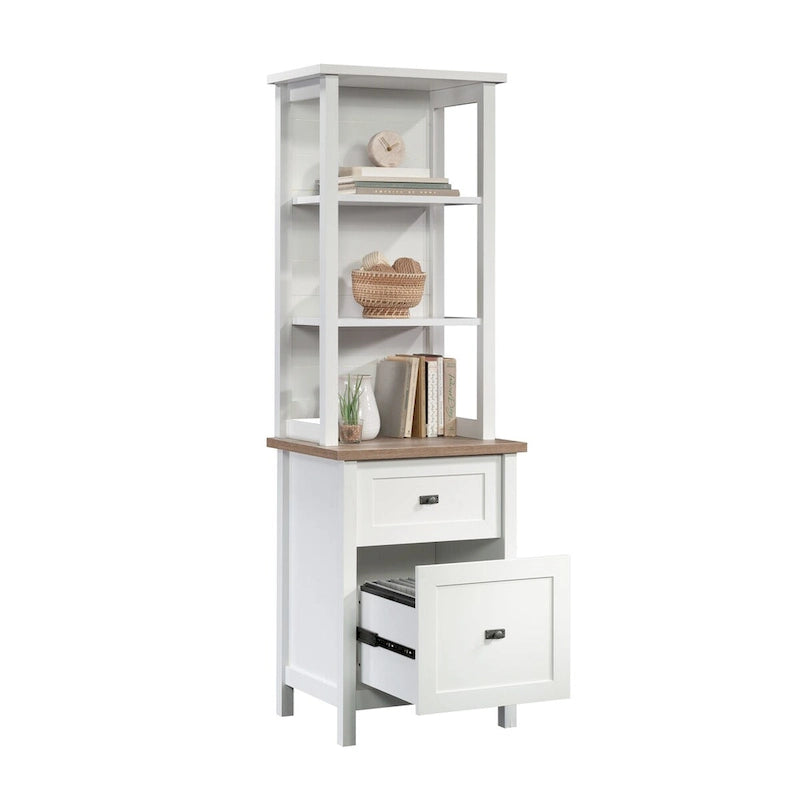 Colonne de rangement haute avec tiroirs et étagères pour bureau à domicile