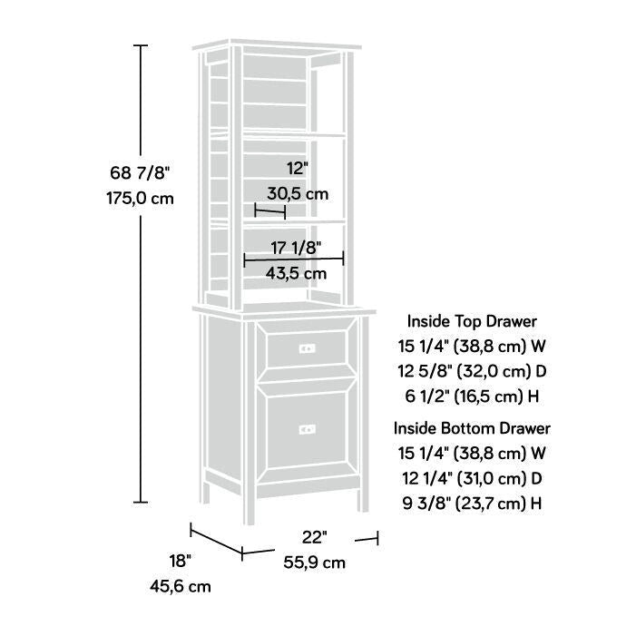 Colonne de rangement haute avec tiroirs et étagères pour bureau à domicile