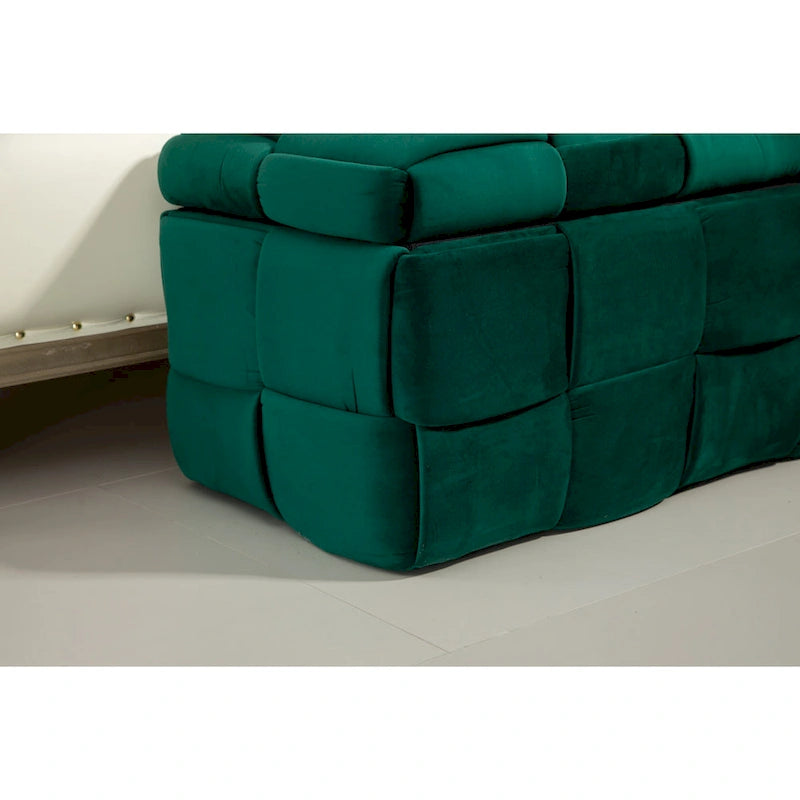 Pouf de rangement en tissu capitonné avec charnière de sécurité