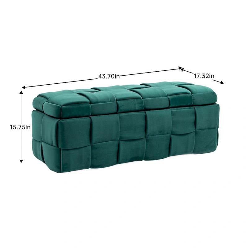 Pouf de rangement en tissu capitonné avec charnière de sécurité
