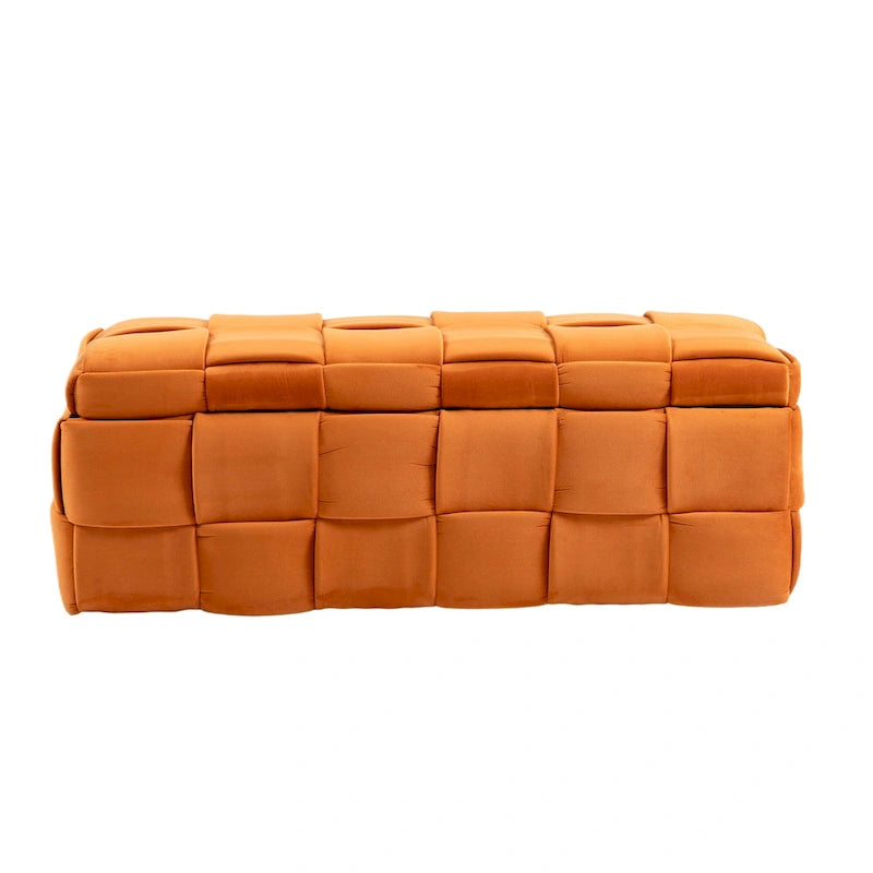 Pouf de rangement en tissu capitonné avec charnière de sécurité