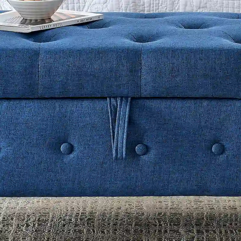 Banc de rangement capitonné pour chambre à coucher, 62 po, pouf moderne en tissu rembourré, banc de fenêtre, design à accoudoirs enroulés