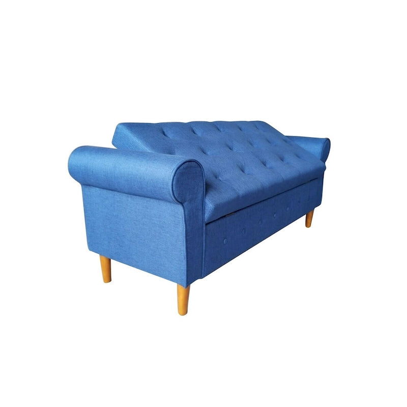 Banc de rangement capitonné pour chambre à coucher, 62 po, pouf moderne en tissu rembourré, banc de fenêtre, design à accoudoirs enroulés