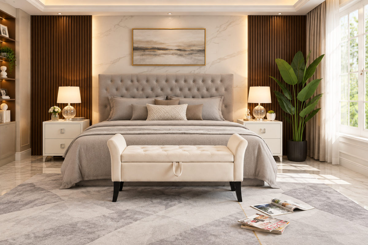 Velvet Storage Bench Banner